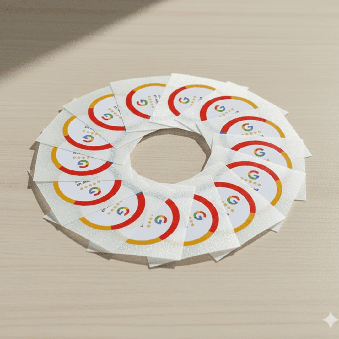 Google Review Stickers with NFC — Google Review NFC sticker — tap to leave a review