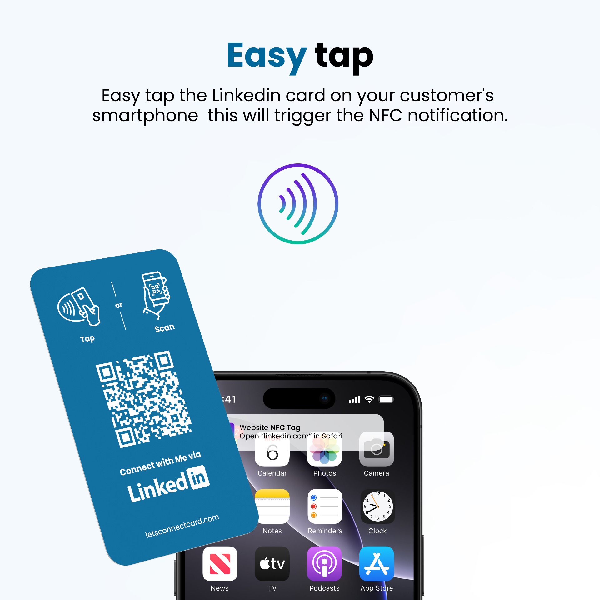 Premium LinkedIn NFC card with QR fallback